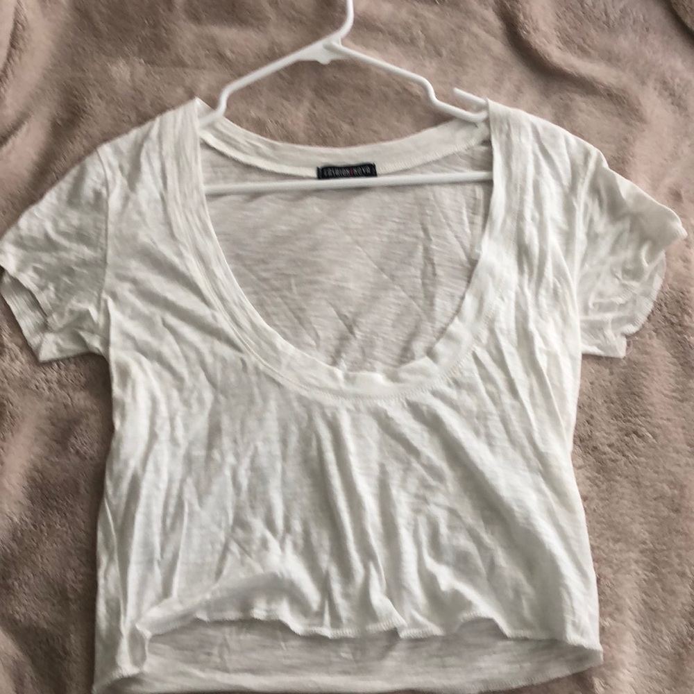 white low neck crop top